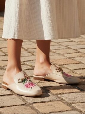 New in box never worn nude slip on shoes size 5 1/2